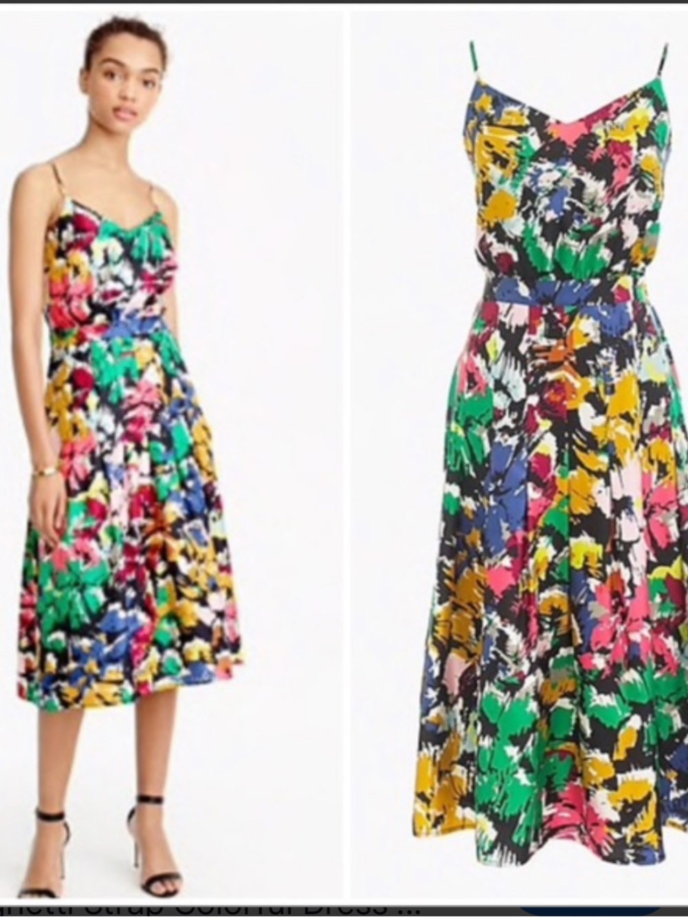 J. Crew Multicolor Silk Floral Print Midi Dress